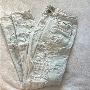 Rebels Distressed Light Gray Men Jeans
